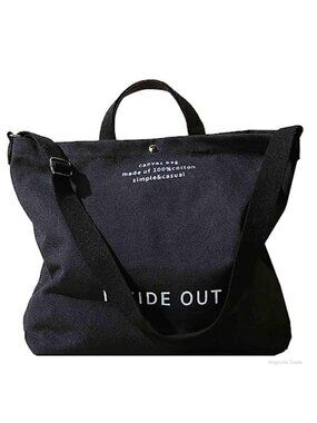 Canvas Tote Crossbody Shoulder Bag Letter Print Work Handbag